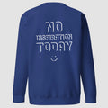 mockup retro felpa unisex girocollo blu  con scritta bianca in inglese sulla schiena no inspiration today - Totally Random®