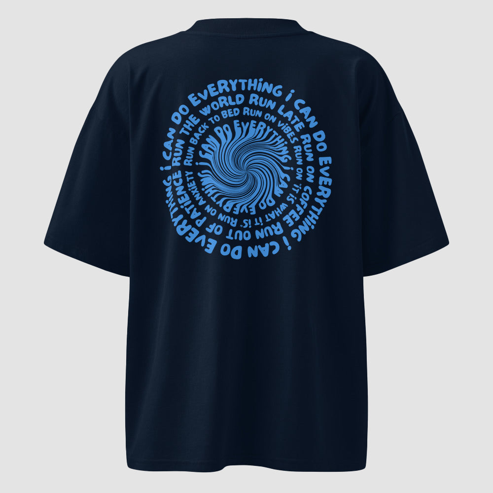 mockup retro maglietta unisex blu navy con scritta blu sulla schiena i can do everything - Totally Random®