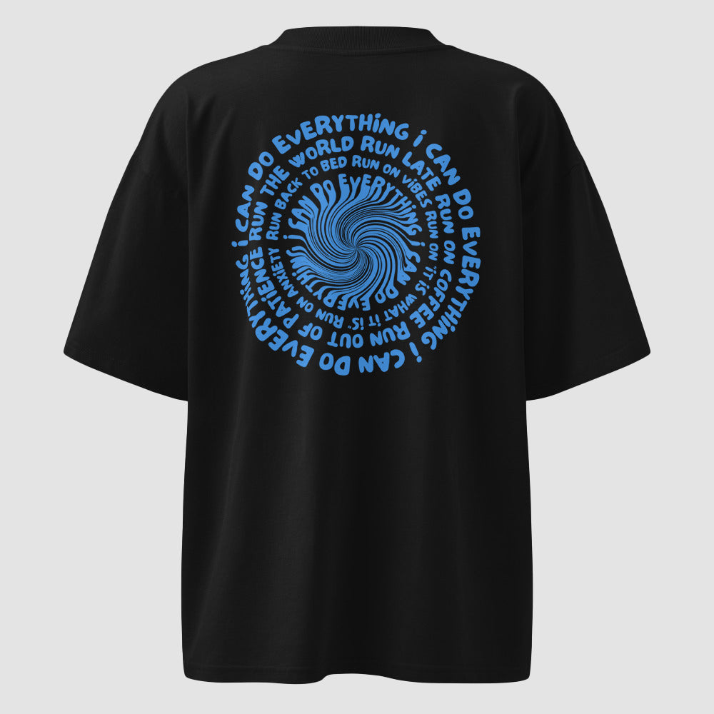 mockup retro maglietta unisex nera con scritta blu sulla schiena i can do everything - Totally Random®