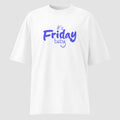mockup maglietta unisex oversize bianca con scritta viola it's friday baby - Totally Random®