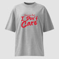 mockup maglietta unisex oversize grigia con scritta rossa sorry but i don't care - Totally Random®
