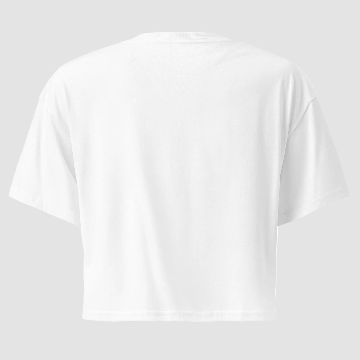 mockup posteriore della cropped t-shirt bianco totally random con design today مالي خلق