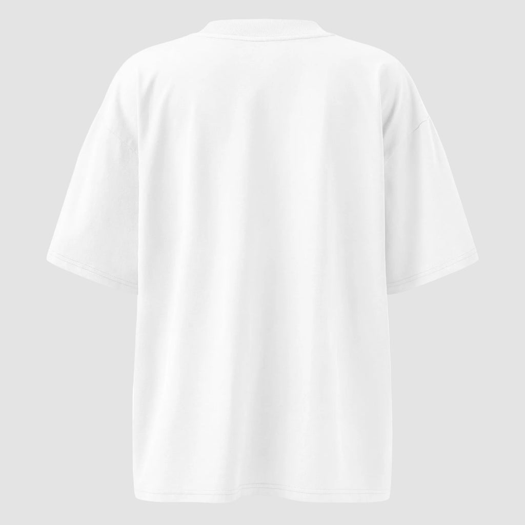 mockup posteriore della t-shirt bianco oversize totally random con design oroscopo cancro السرطان, emotional protective moody