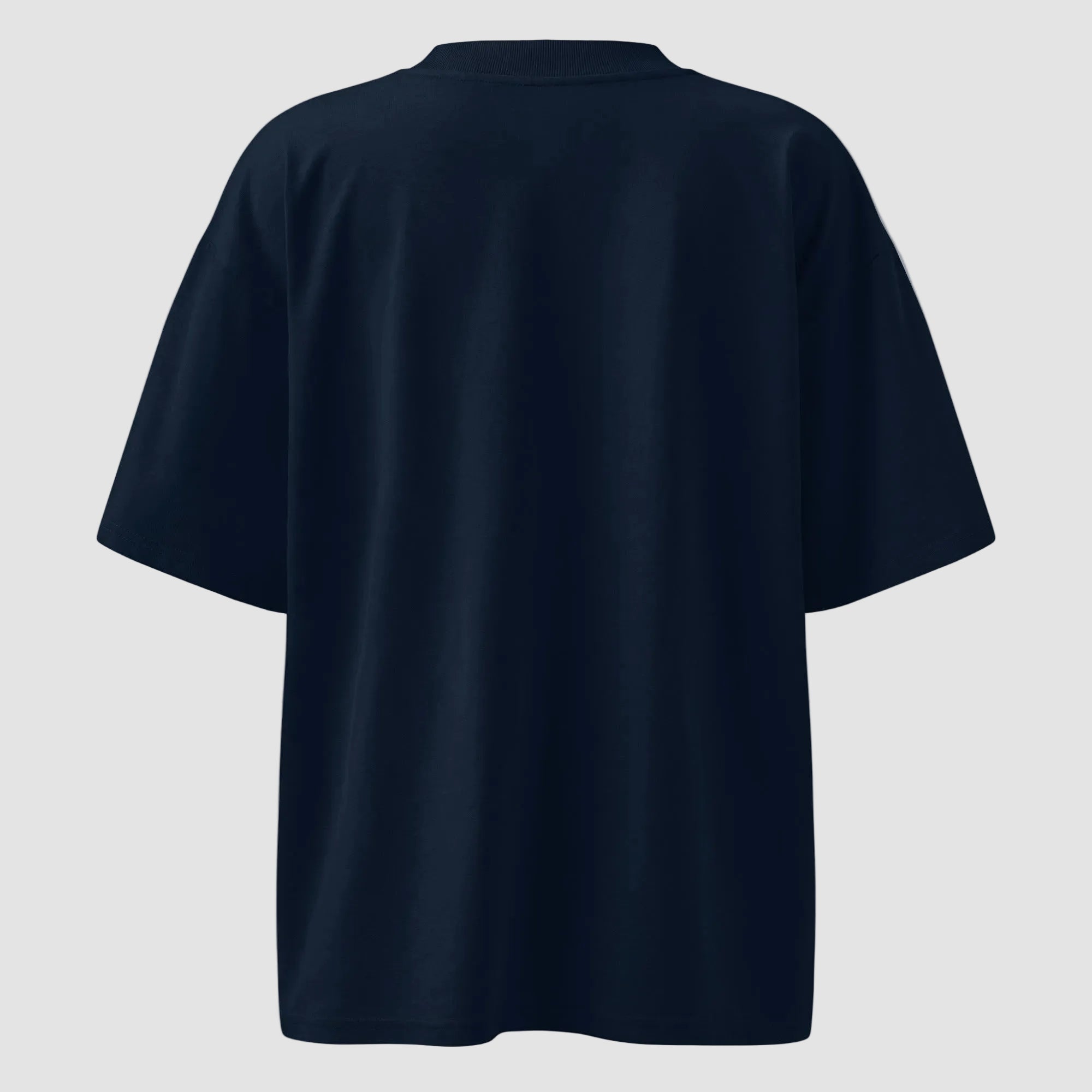 mockup posteriore della t-shirt blu navy oversize totally random con design oroscopo cancro السرطان, emotional protective moody